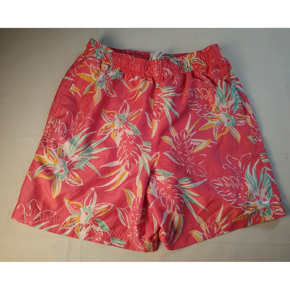 O'rageous Mens Pink Tropical Floral Swim Trunks Mesh Lined Size S 181494